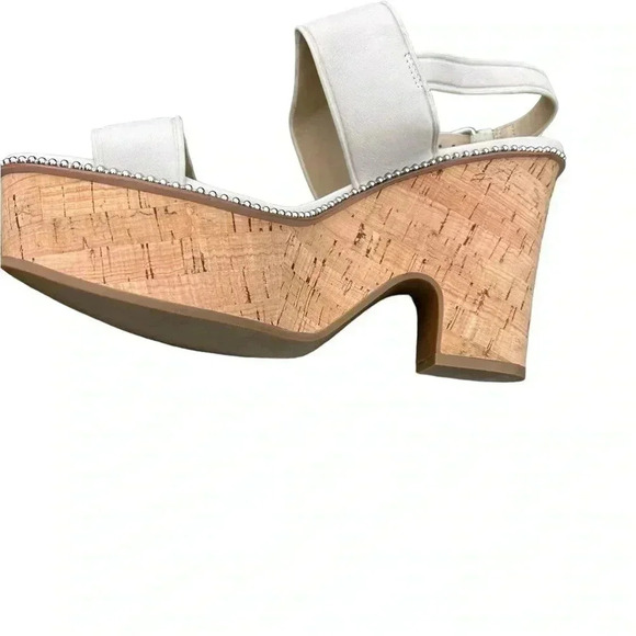 Coach Cork Heel Sandal Leather Platform Chalk Beige Quartz Sandals 9 - Picture 9 of 10